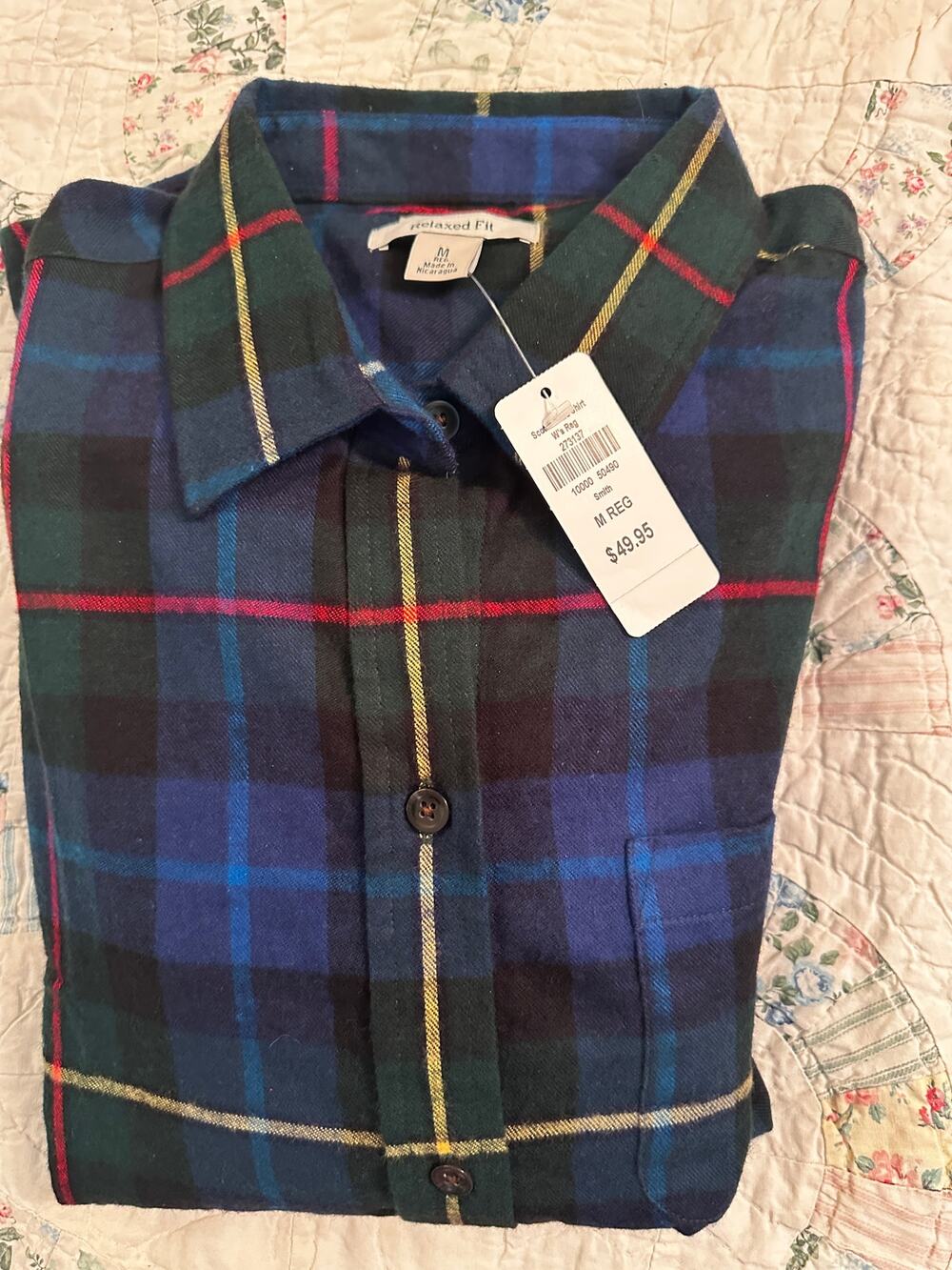 NWT L.L. BEAN RELAXED FIT PLAID FLANNEL BUTTONDOWN SHIRT M
